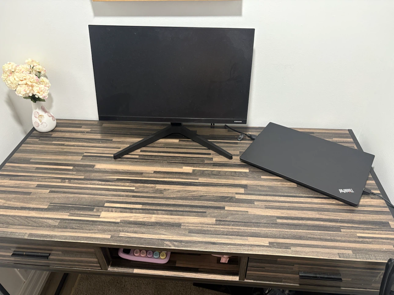 Industrial style wooden desk with two drawers - photo 2