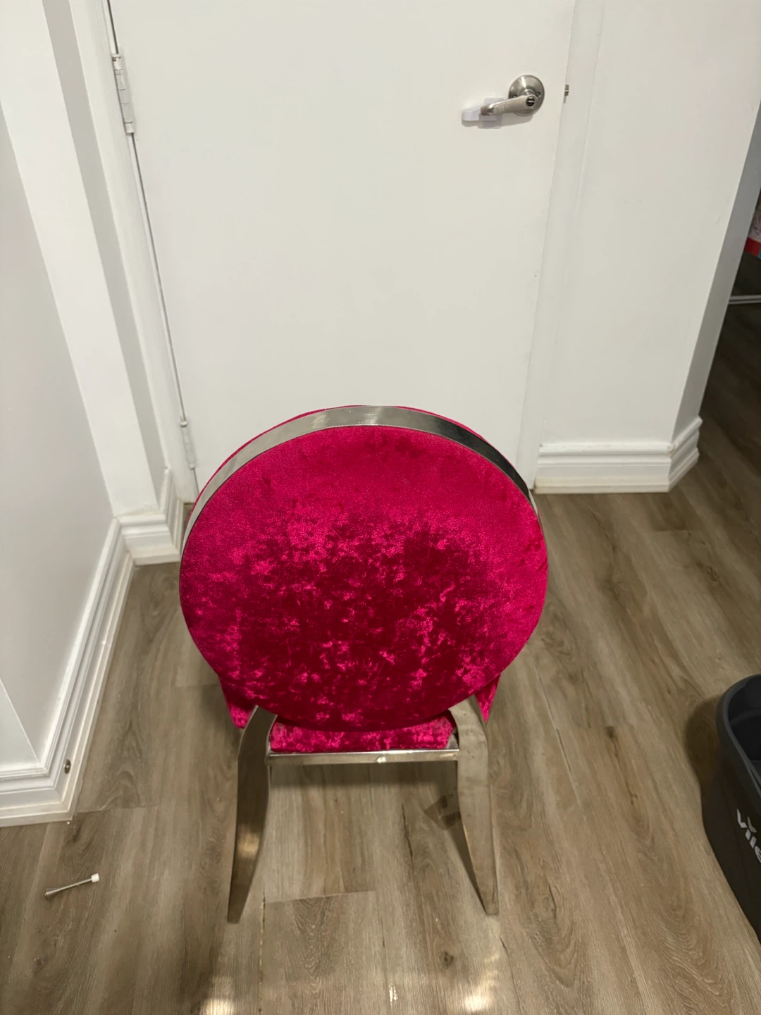 Hot Pink Velvet Dining Chair with Silver Frame - photo 2