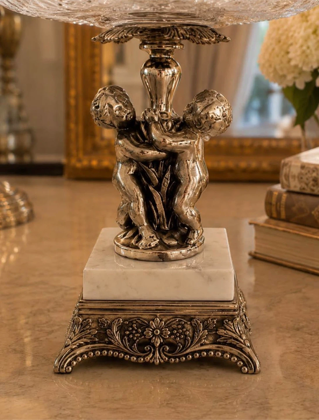 Vintage Crystal & Silver Cherub Centrepiece Bowl - photo 3
