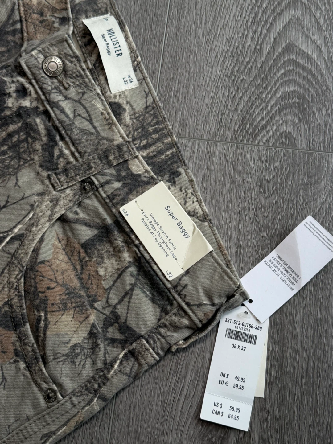 Hollister Super Baggy Camo Jeans 36x32 - photo 3