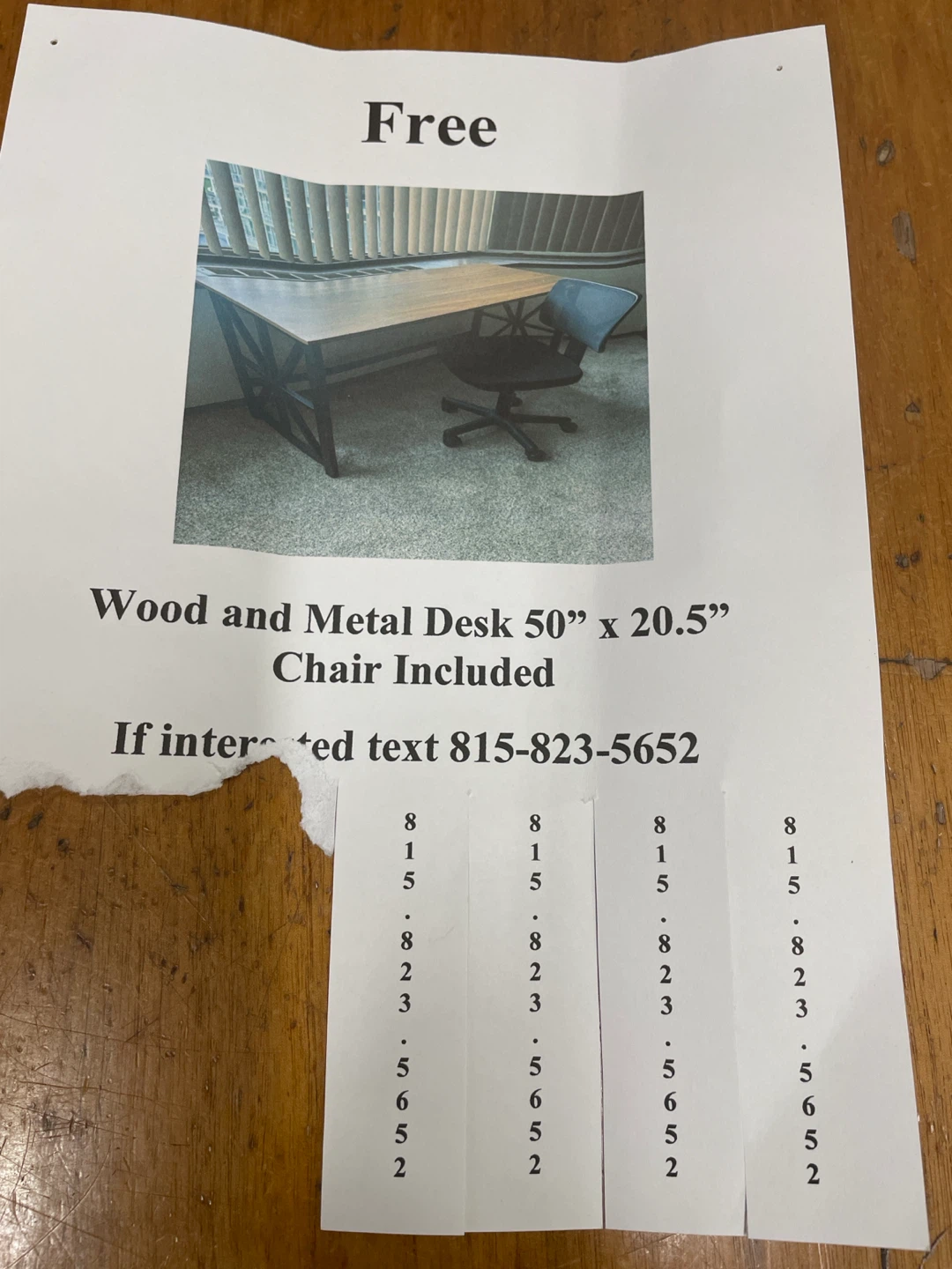 Wood and Metal Desk with Chair