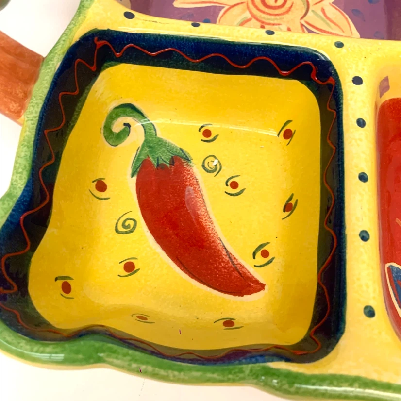 Divided Serving Tray 4 Section Appetizer Snack Dip Platter Dish - photo 4