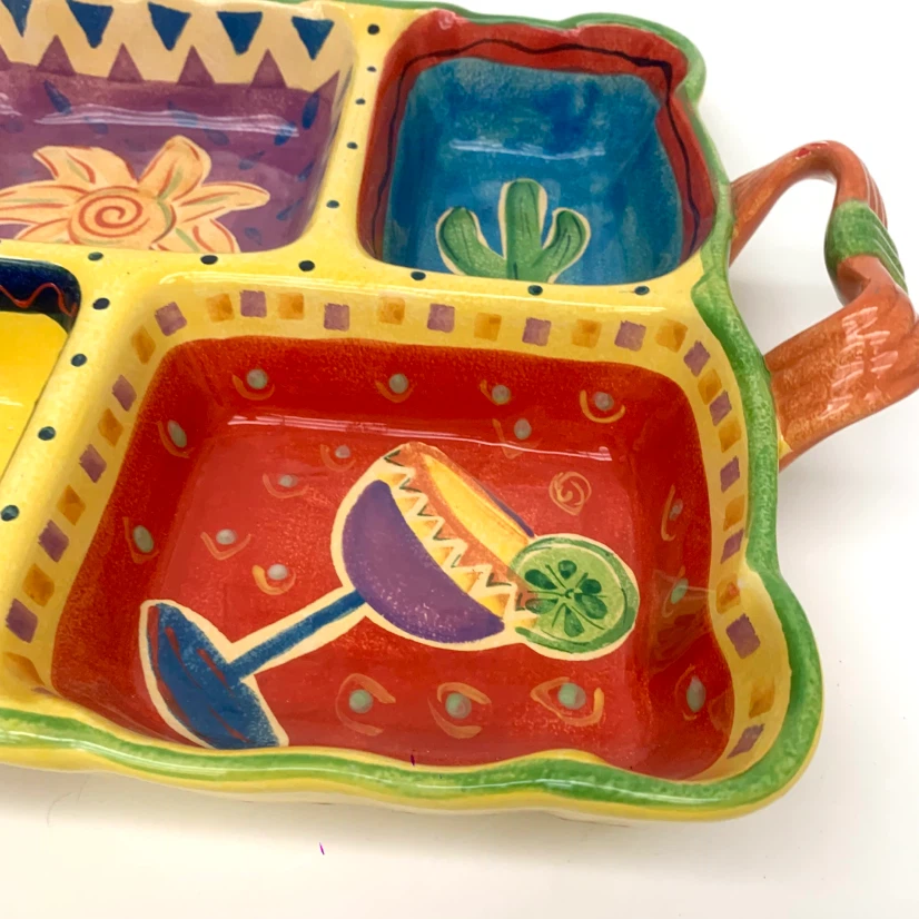 Divided Serving Tray 4 Section Appetizer Snack Dip Platter Dish - photo 5