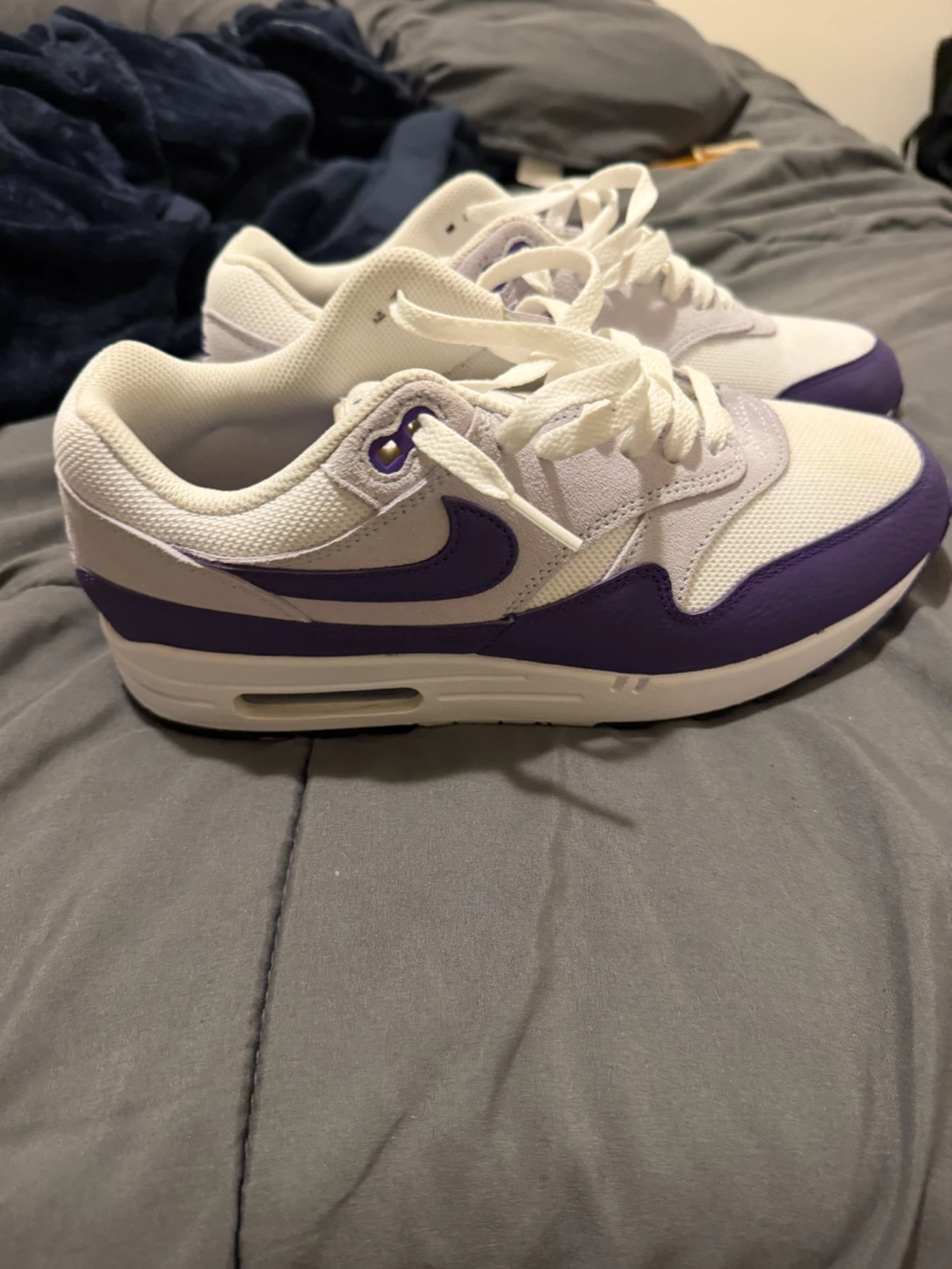 Nike Air Max 1 White and Purple Sneakers - photo 2