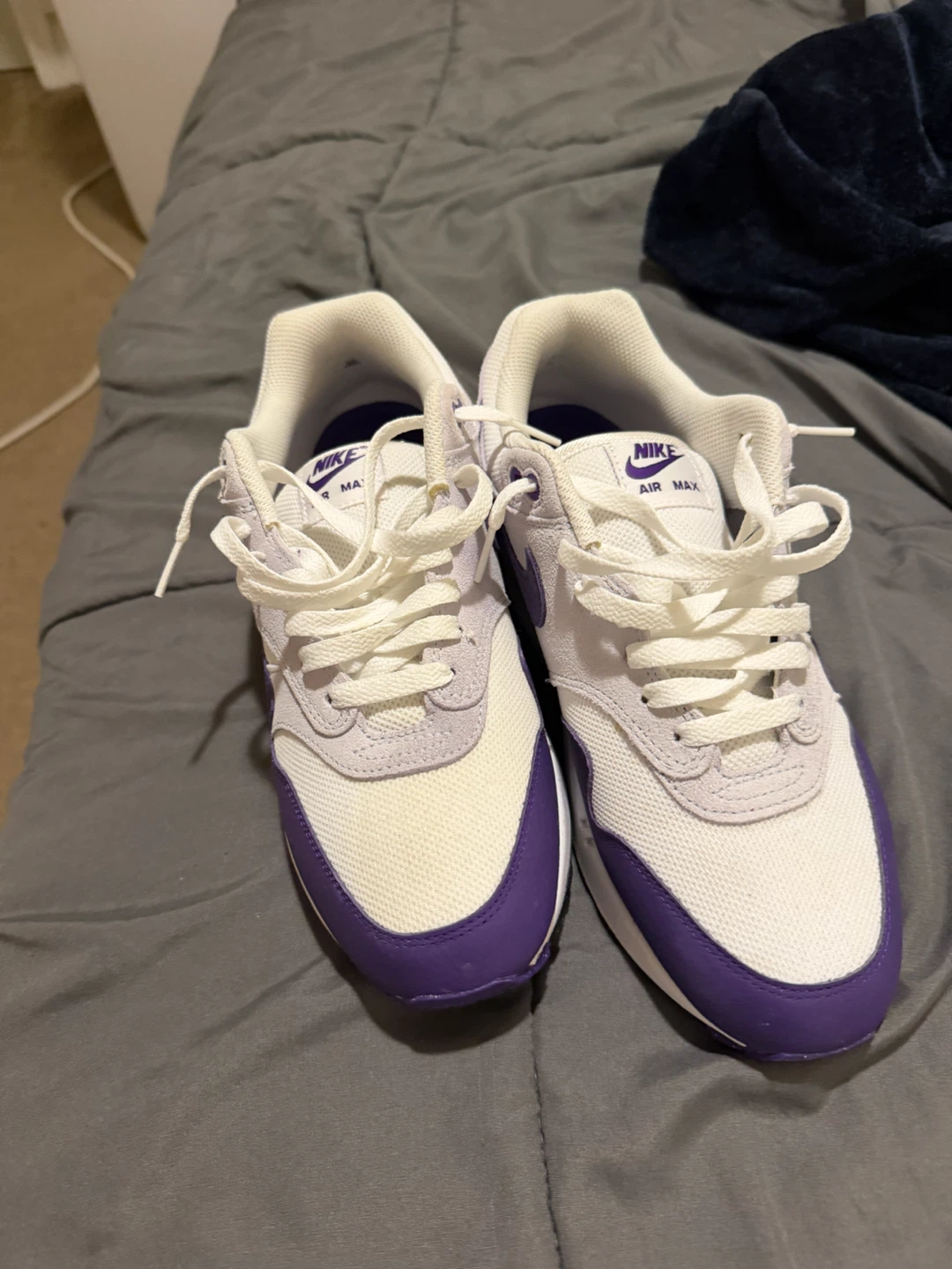 Nike Air Max 1 White and Purple Sneakers - photo 3