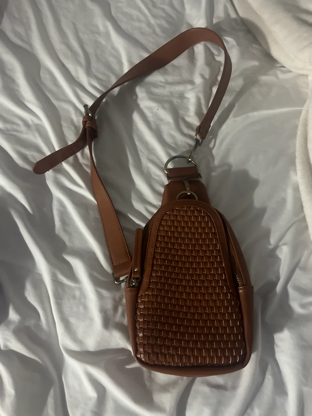 Brown Woven Crossbody Bag