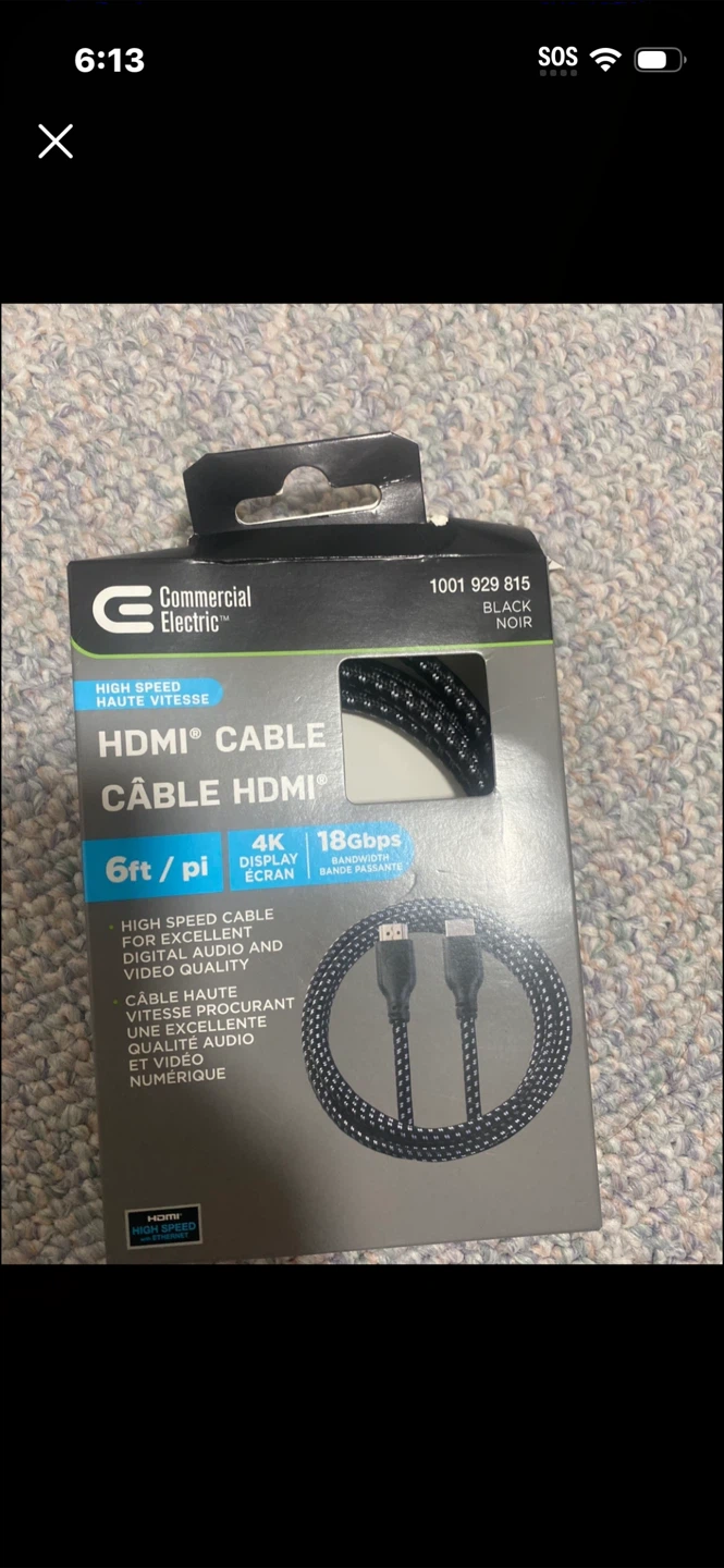 Commercial Electric 6ft High Speed HDMI Cable