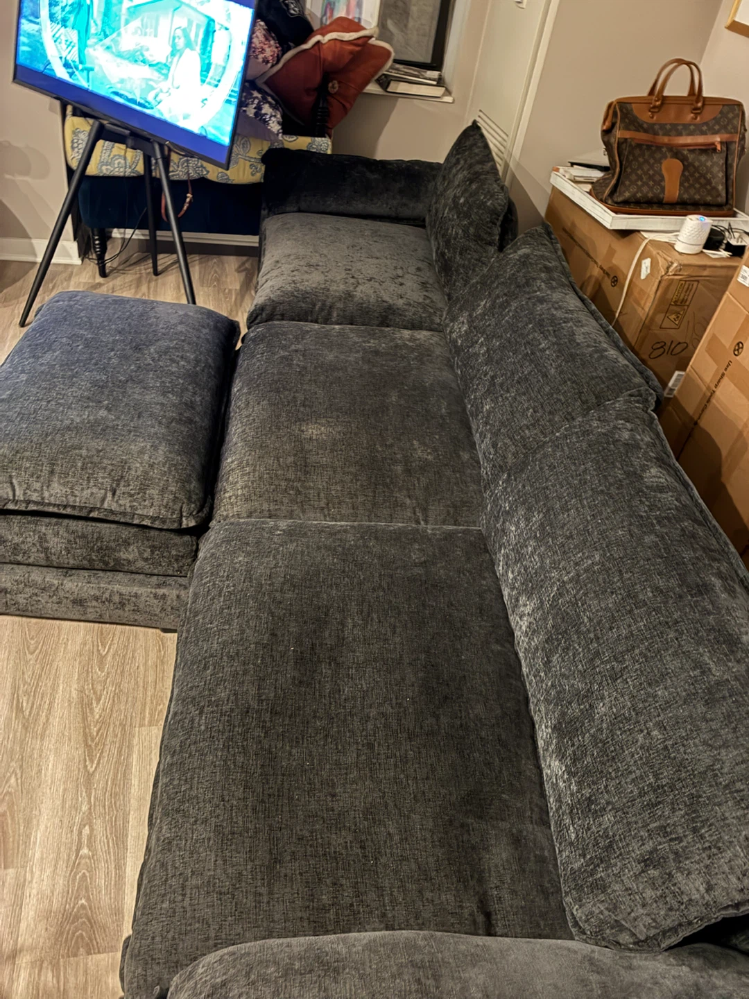 Dark Gray Sectional Sofa with Ottoman - photo 2