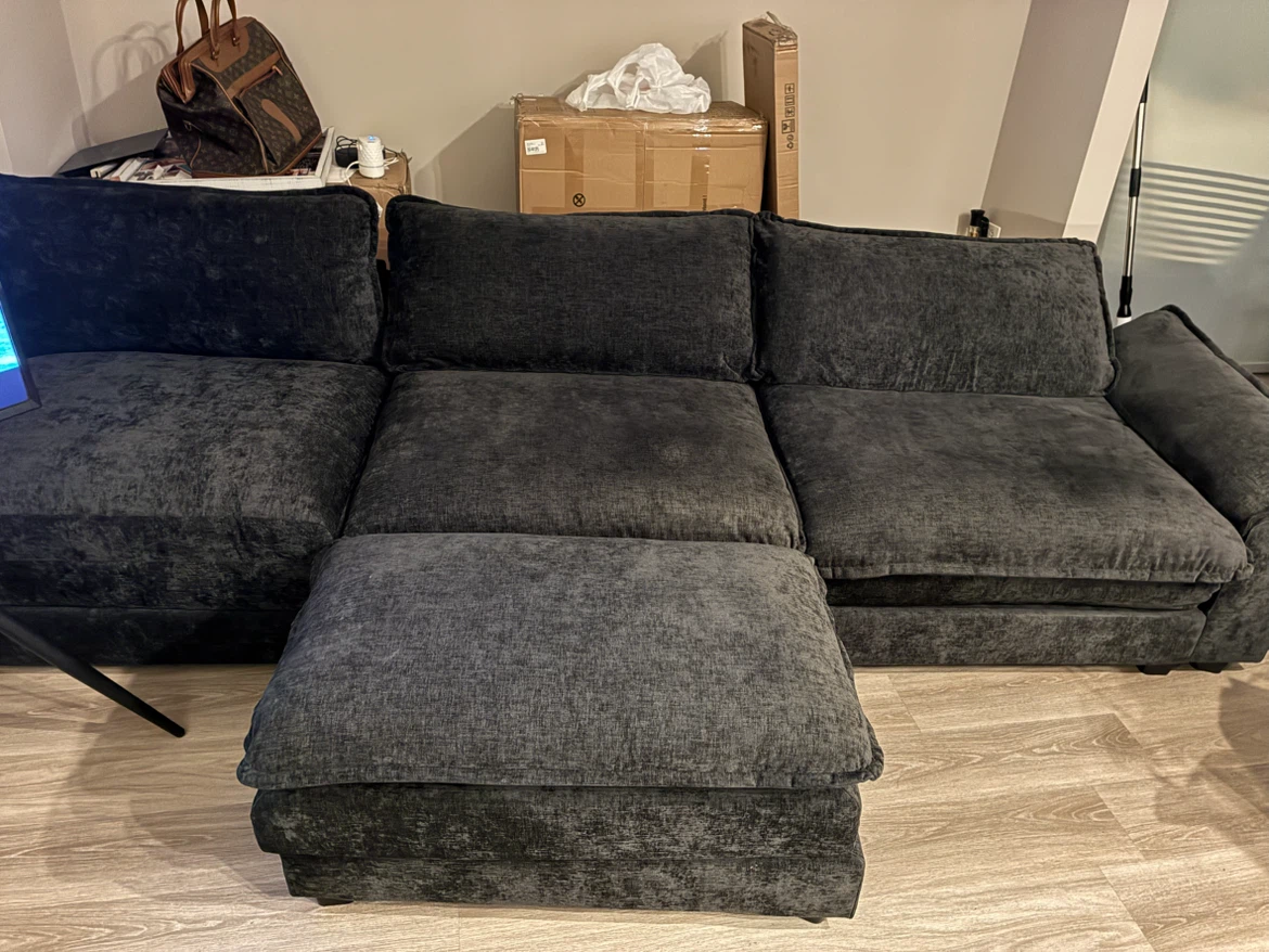 Dark Gray Sectional Sofa with Ottoman - photo 3
