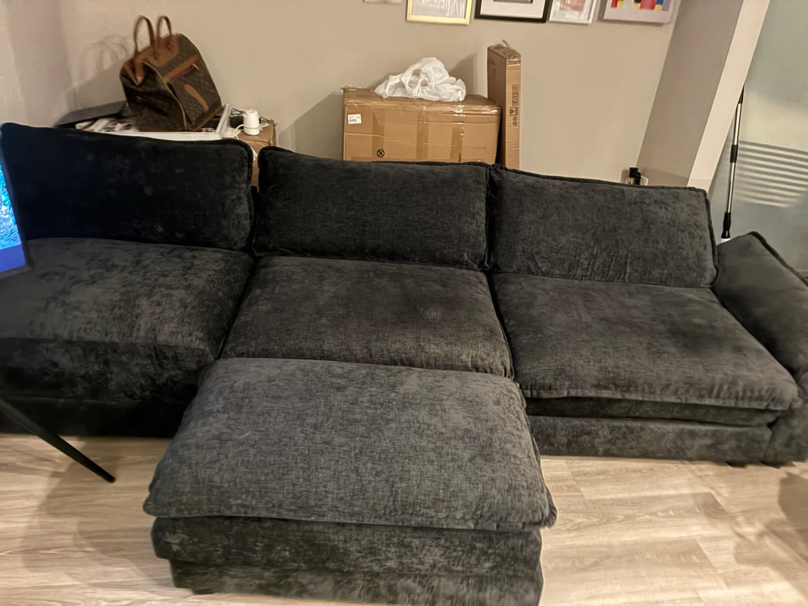 Dark Gray Sectional Sofa with Ottoman - photo 4