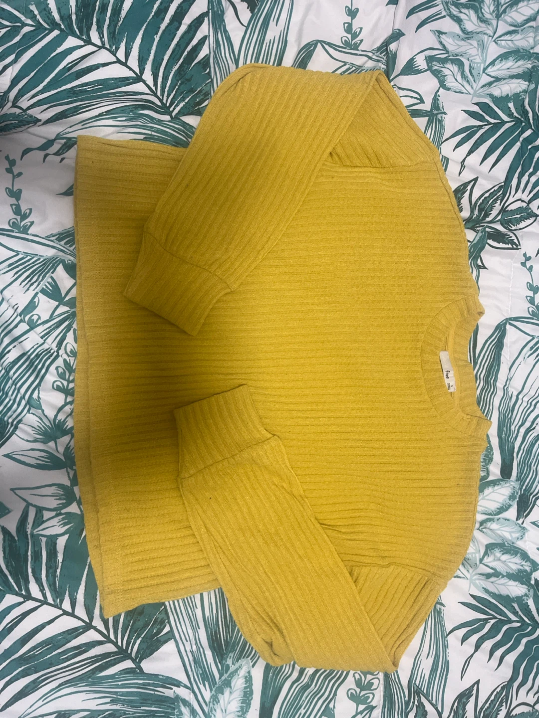 Yellow Ribbed Long Sleeve Shirt