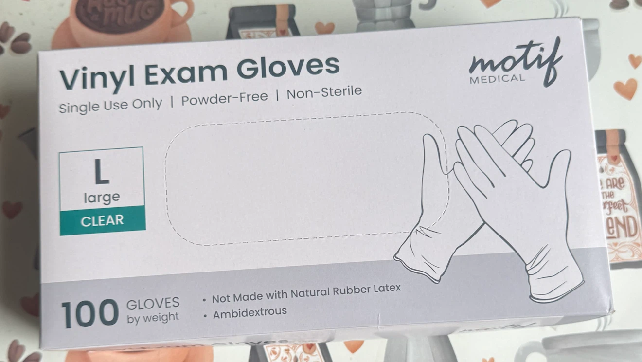 Motif Medical Vinyl Exam Gloves - Large