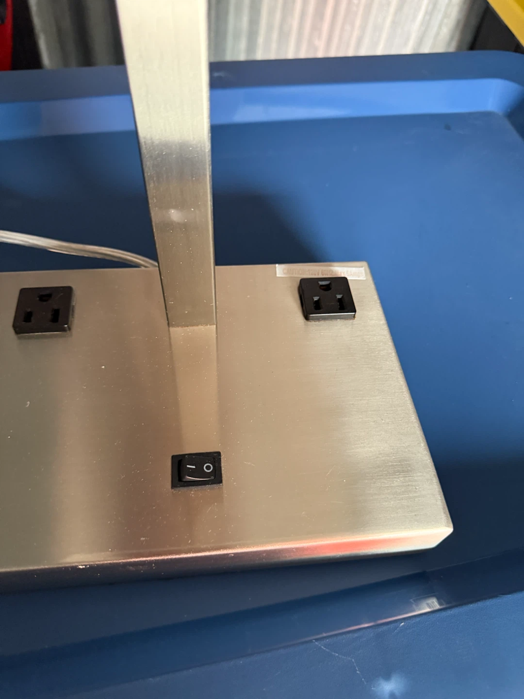 Brushed Nickel Table Lamp with Power Outlets - photo 2