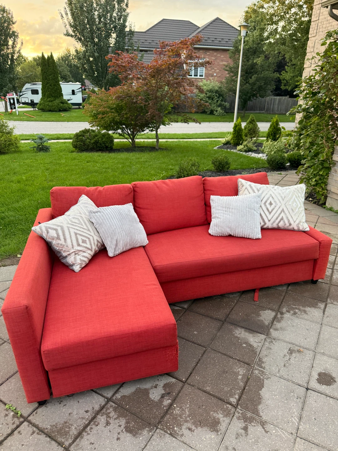 3 Seater Red IKEA Sectional - photo 2