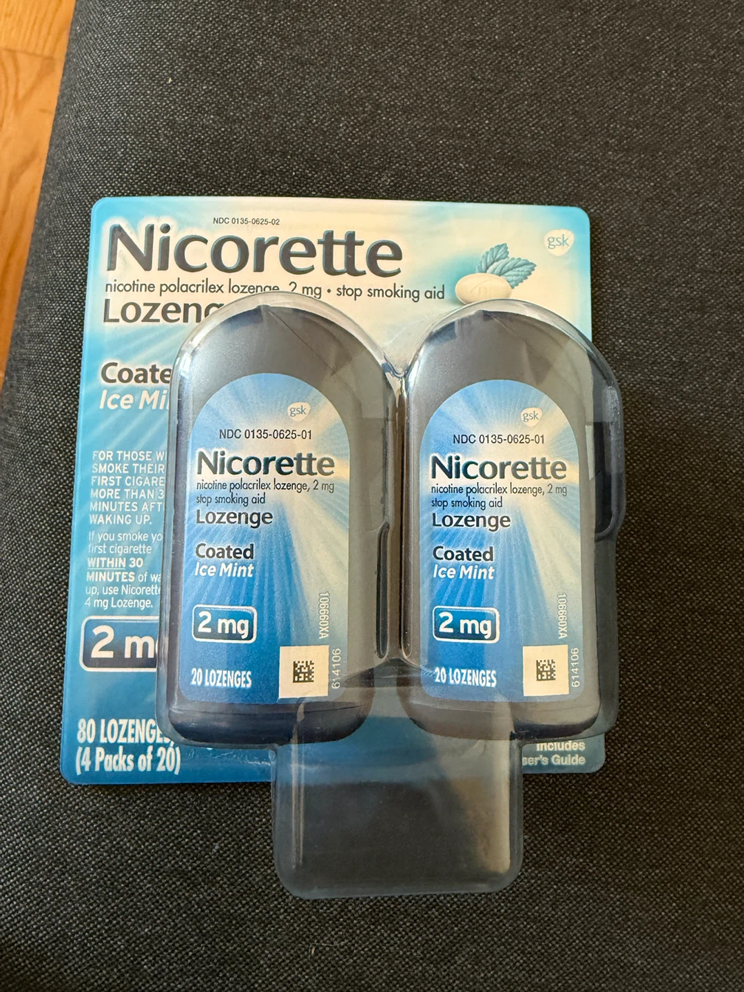 Nicorette Coated Ice Mint Lozenge 2mg, 2 Pack