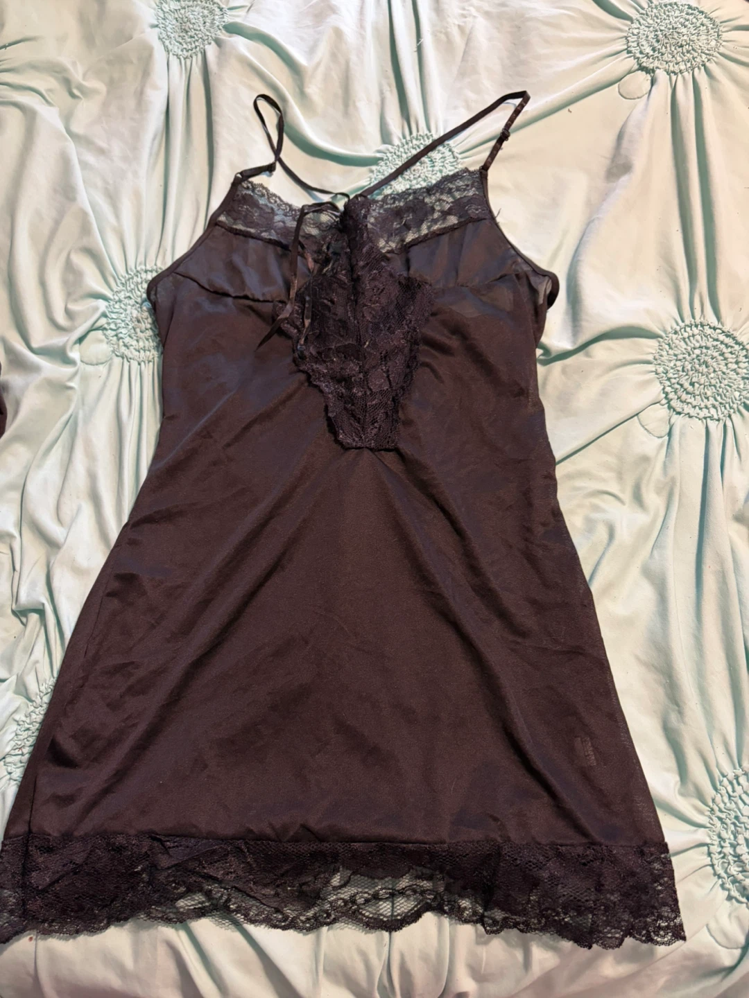 Black lace trim chemise