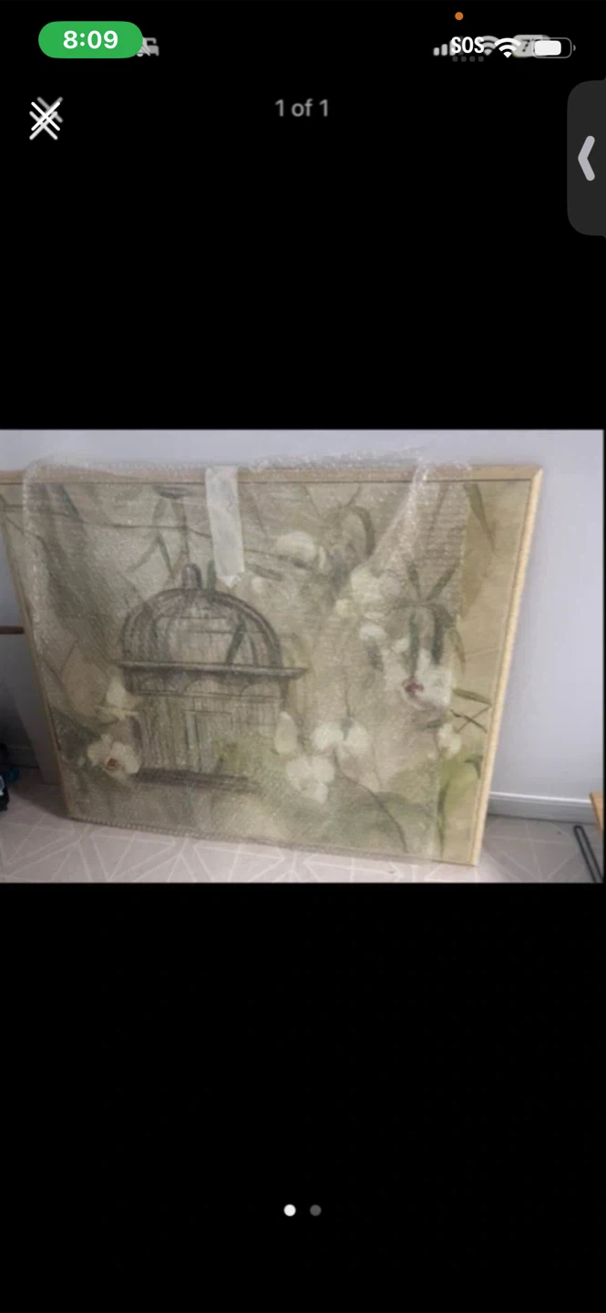 Large Framed Wall Art with Birdcage Design