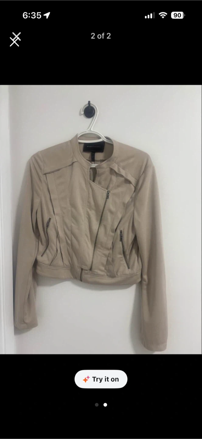 BCBGMAXAZRIA Beige Moto Jacket - photo 2