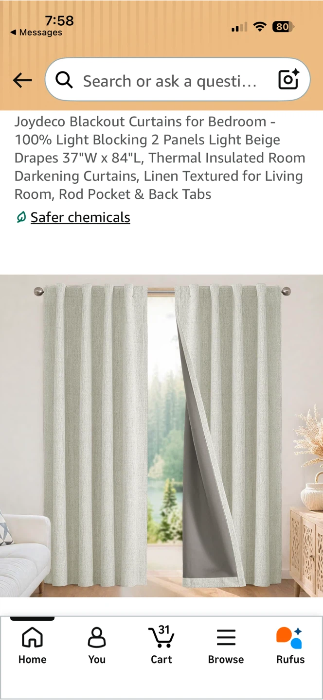 Final offer! Joydeco Blackout Curtains Light Beige 2 Panels