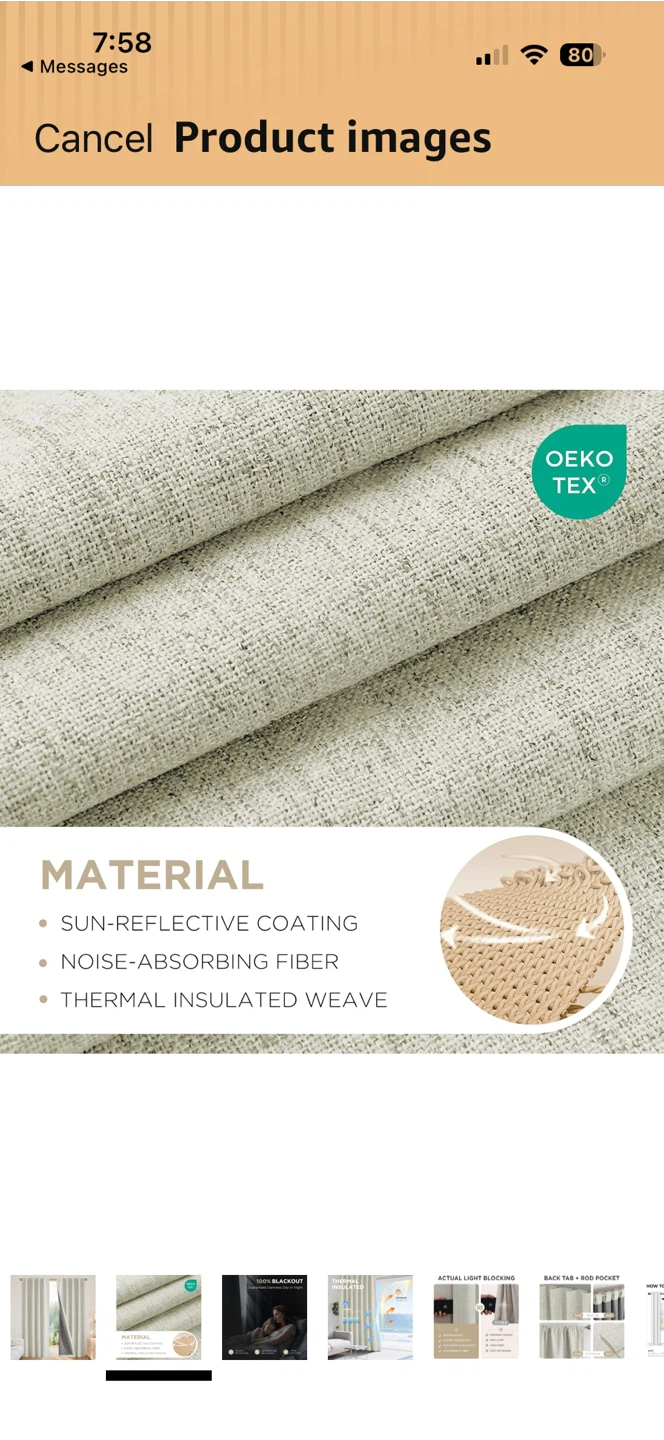 Final offer! Joydeco Blackout Curtains Light Beige 2 Panels - photo 2