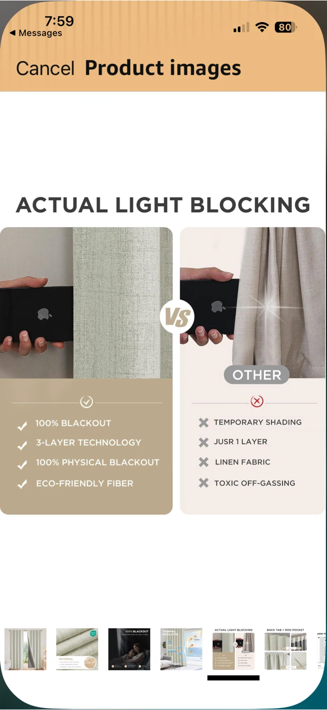 Final offer! Joydeco Blackout Curtains Light Beige 2 Panels - photo 3