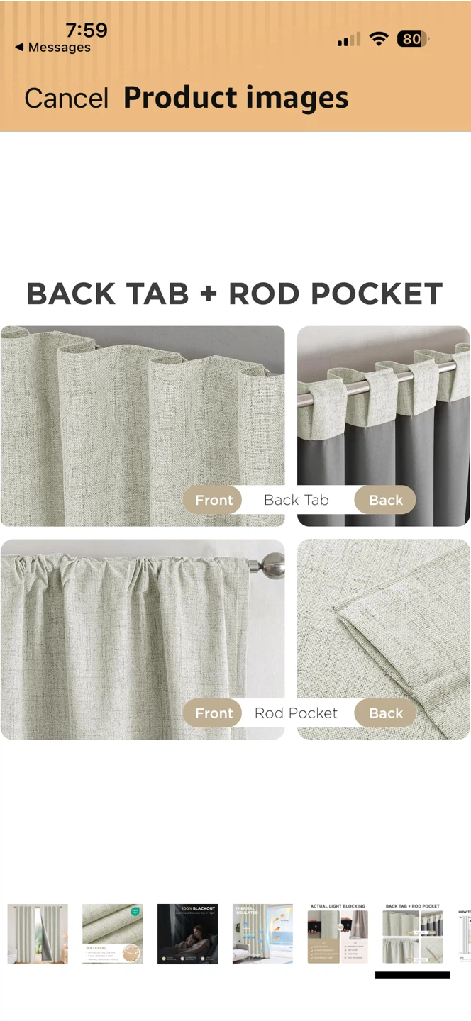 Final offer! Joydeco Blackout Curtains Light Beige 2 Panels - photo 4