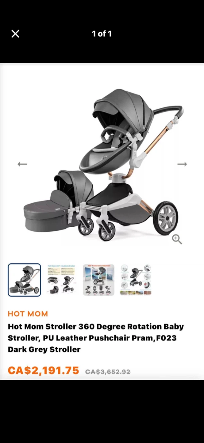 Hot Mom 360 Rotation Baby Stroller F023 Dark Grey