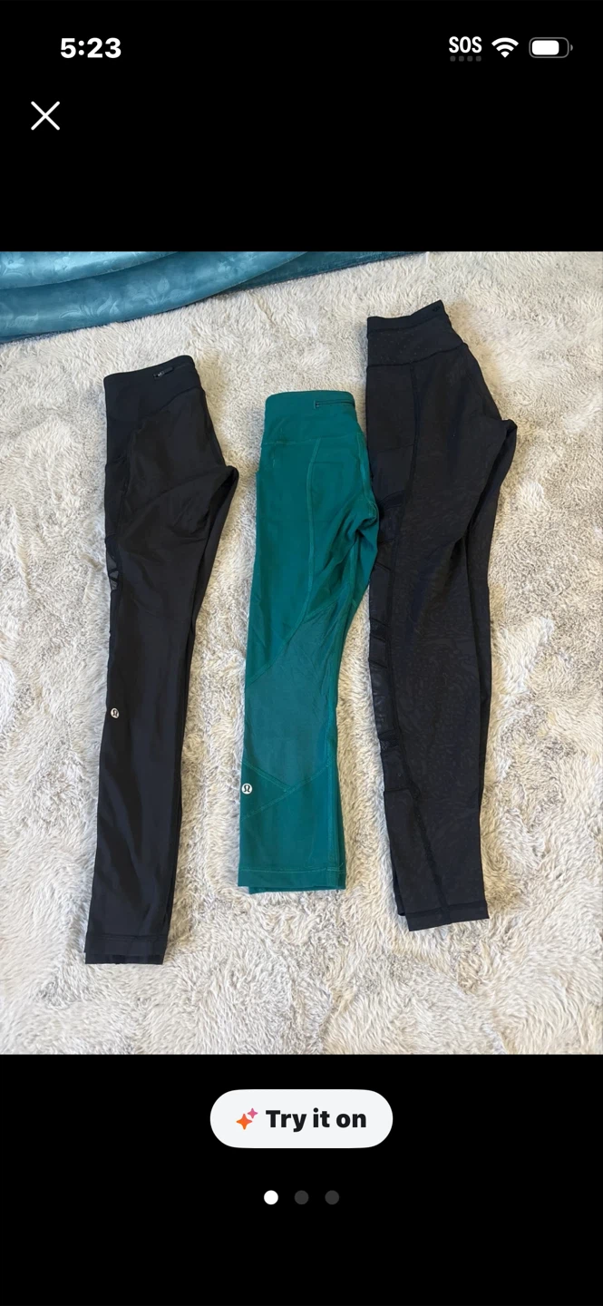Three pairs of Lululemon leggings