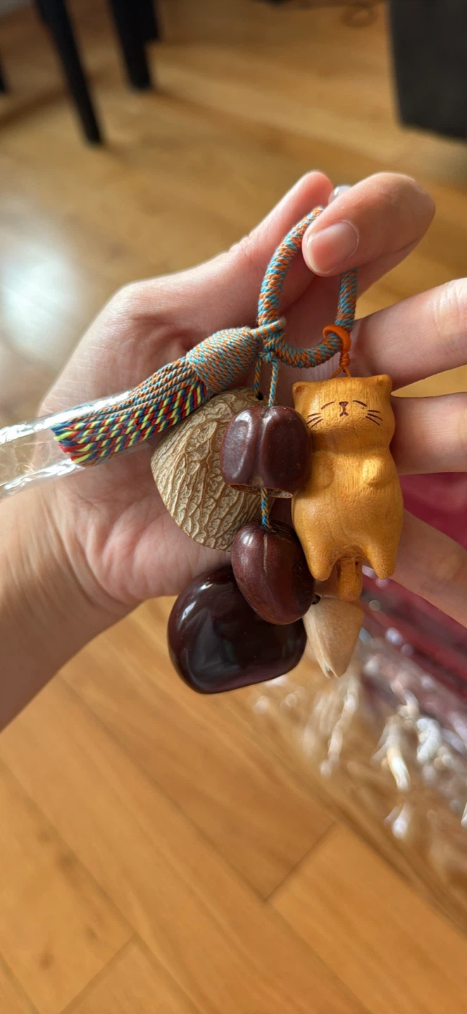 Wooden Cat Charm Accessory