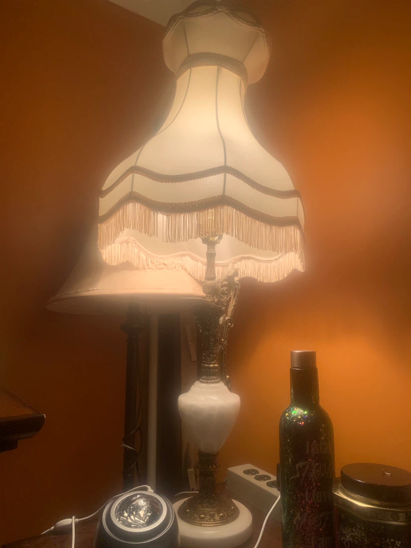 Vintage Style Table Lamp with Fringe Shade