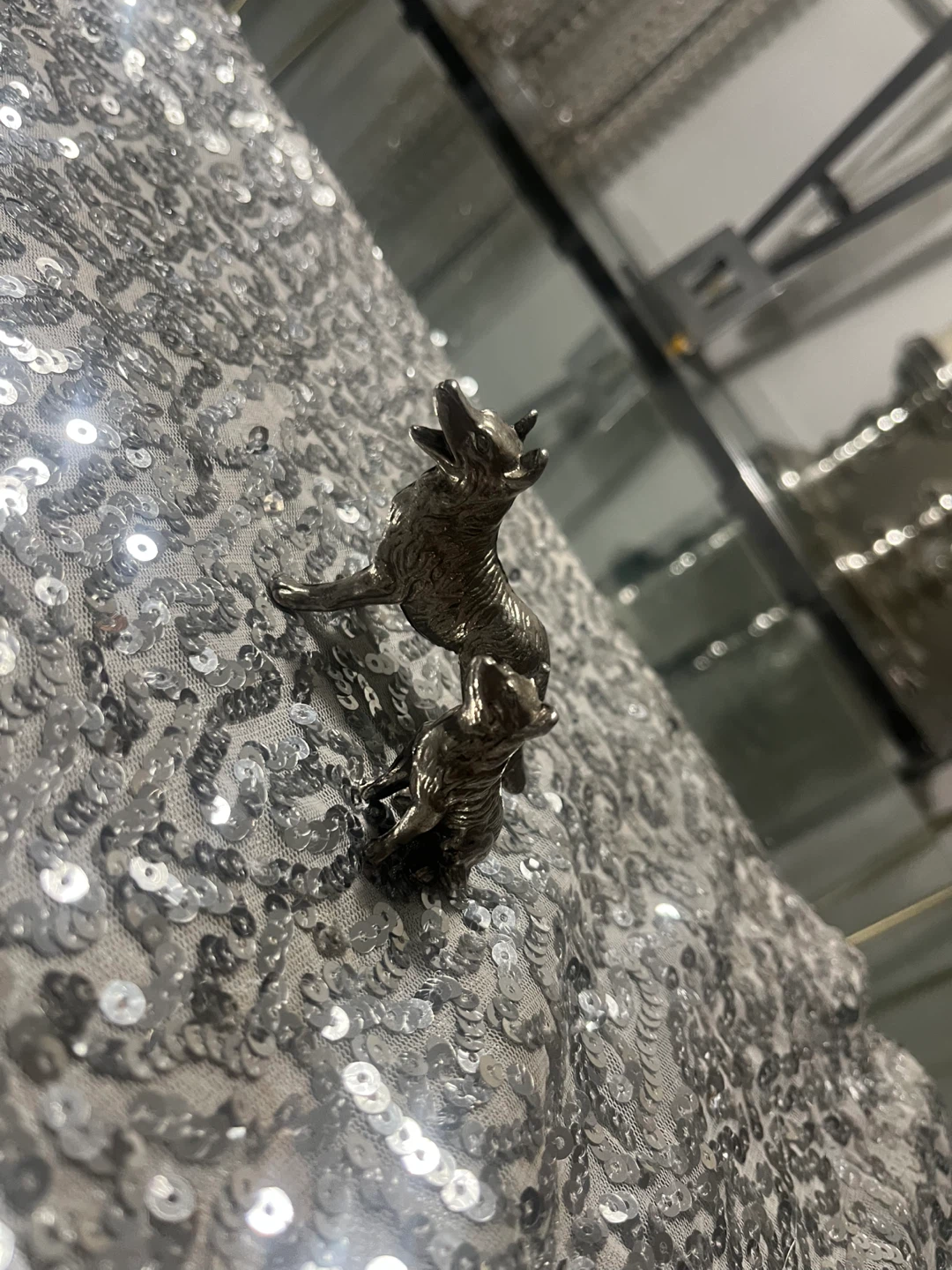 Two Vintage Silver-Tone Wolf Figurines