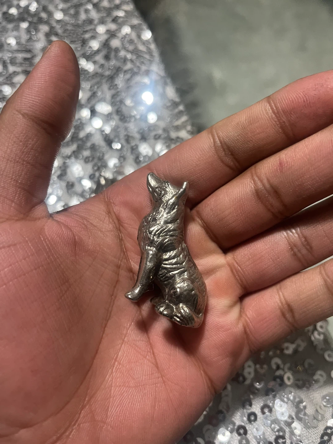 Two Vintage Silver-Tone Wolf Figurines - photo 5