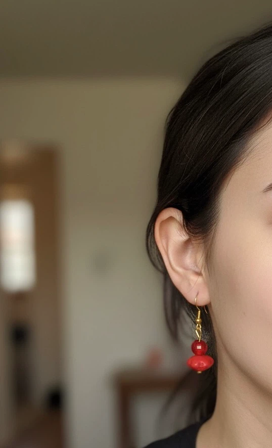 Red Flower Bead Earrings - photo 3