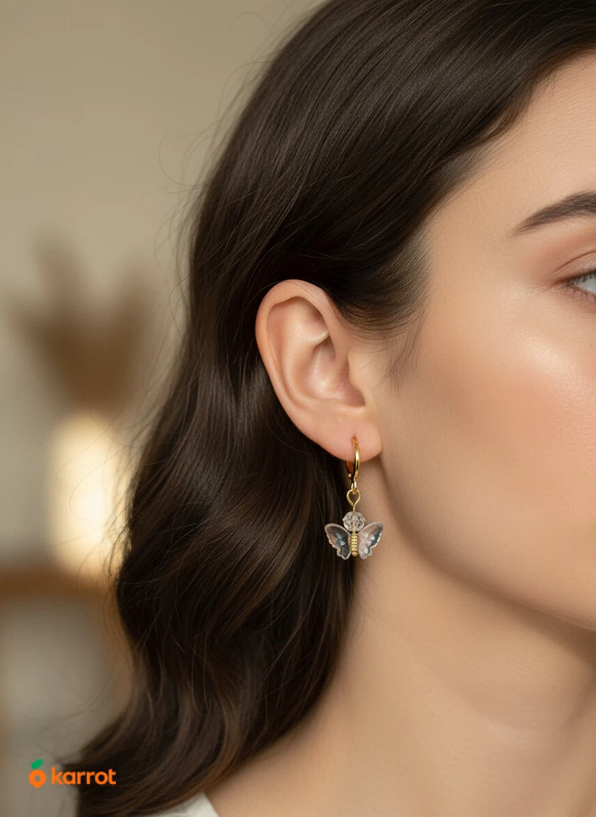 Gold-tone butterfly hoop earrings - photo 2
