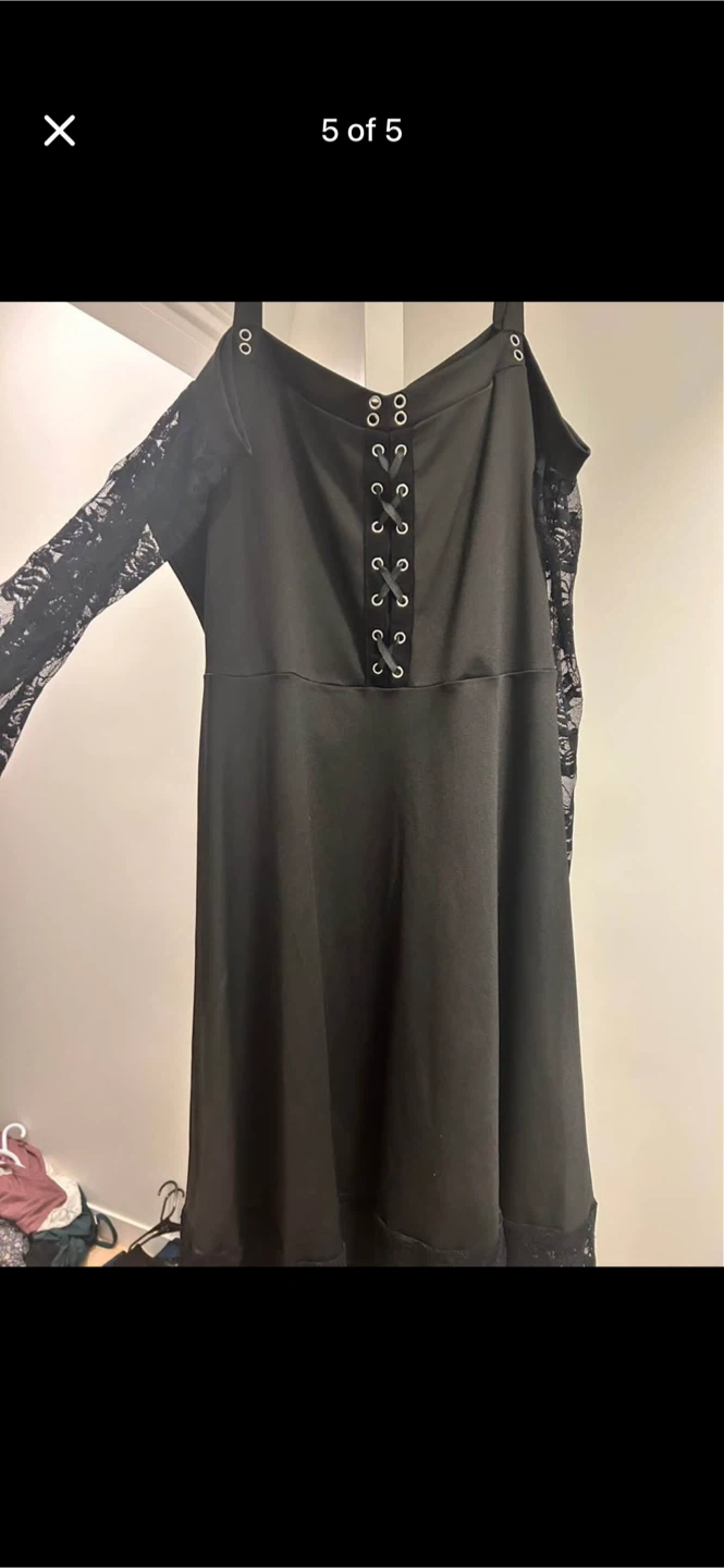 Black dress with lace and mesh details