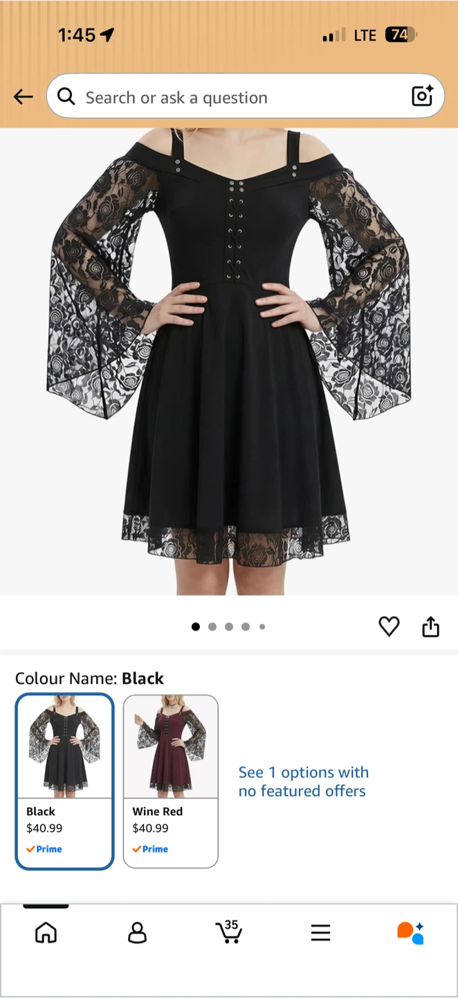 Black dress with lace and mesh details - photo 3