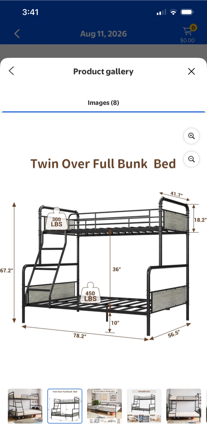 Twin Over Full Metal Bunk Bed – Grey - photo 3