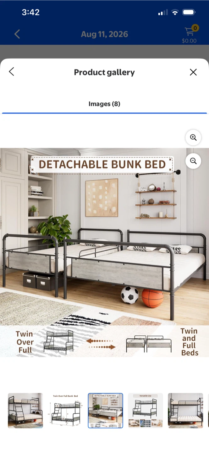 Twin Over Full Metal Bunk Bed – Grey - photo 4