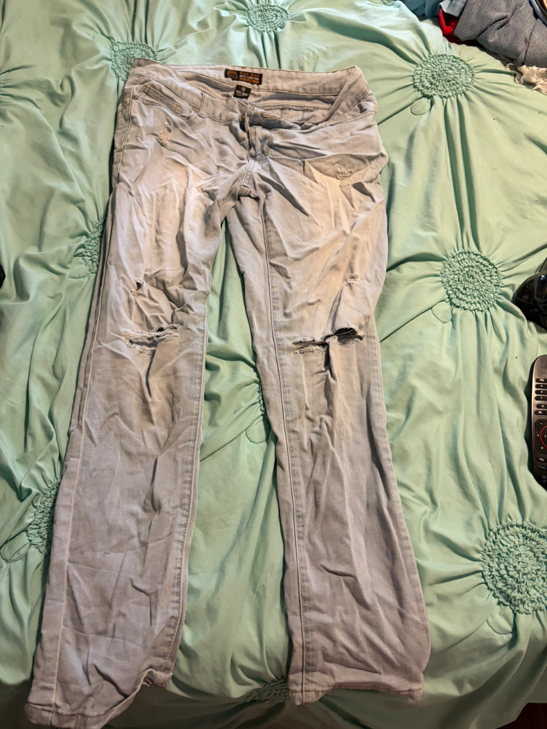 Wax Jean light wash distressed jeans