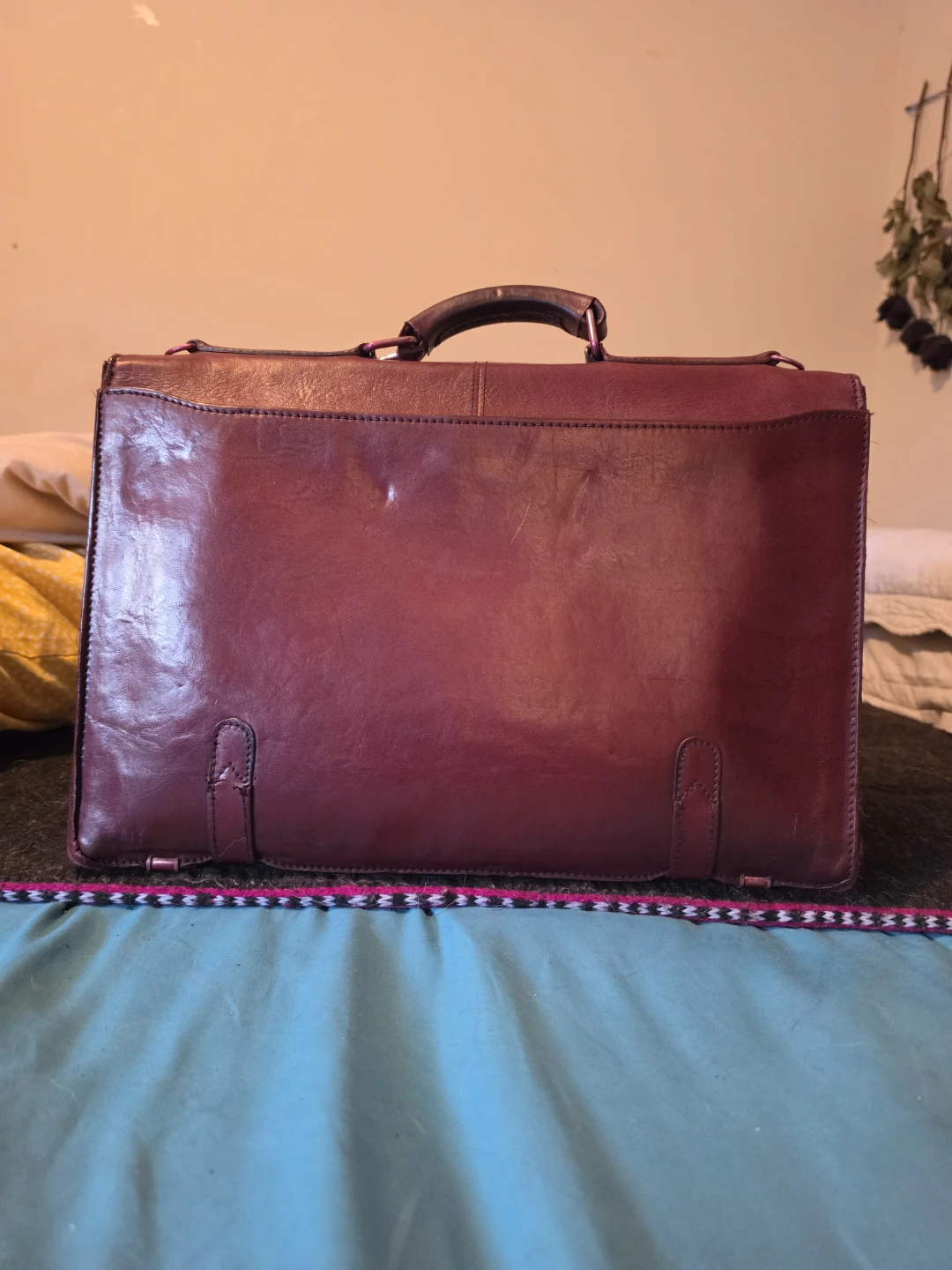 Burgundy Leather Briefcase - photo 3