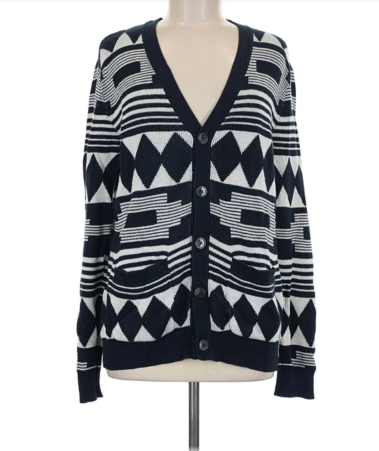 Koto Black & White Geometric Cardigan – Size L – $10 - photo 2