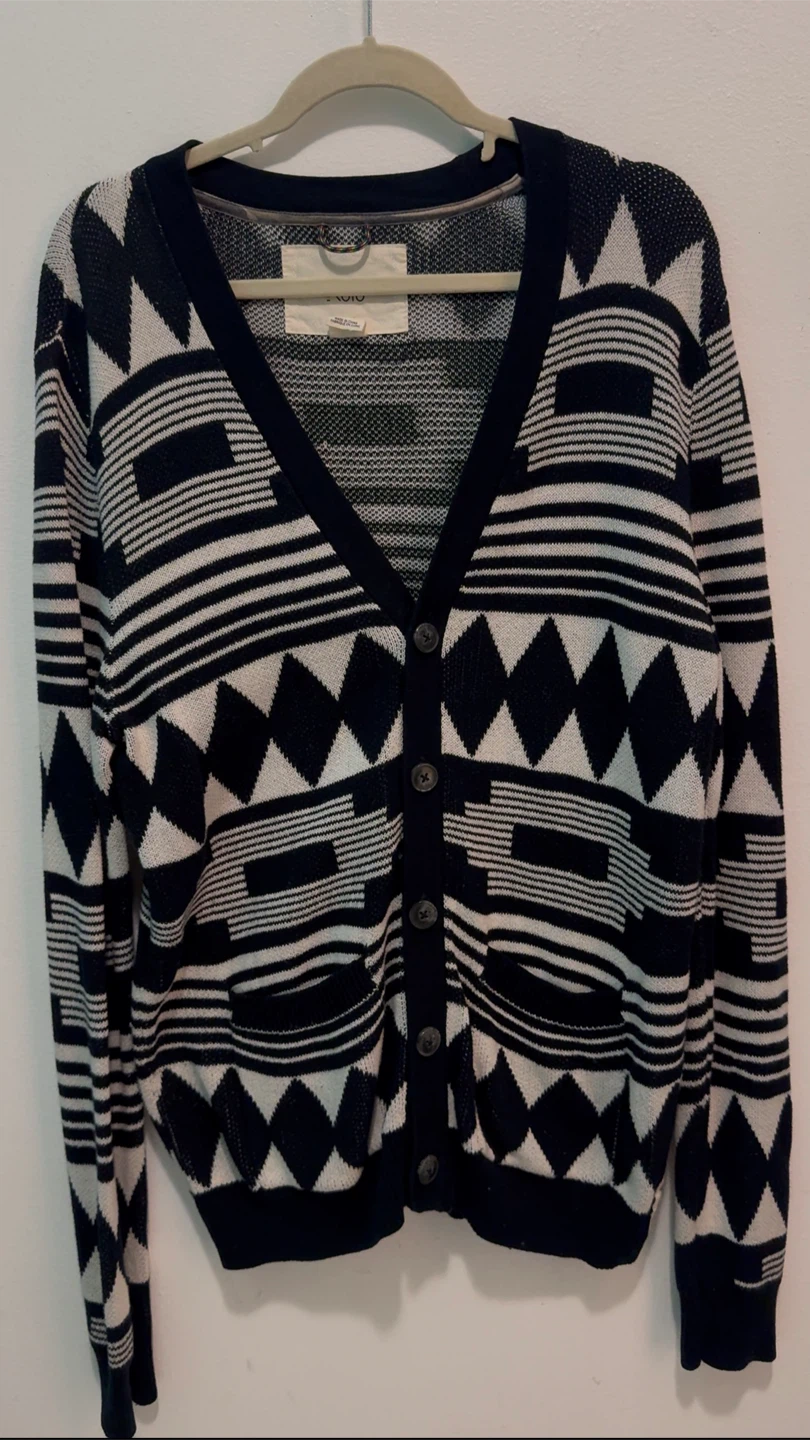 Koto Black & White Geometric Cardigan – Size L – $10 - photo 3