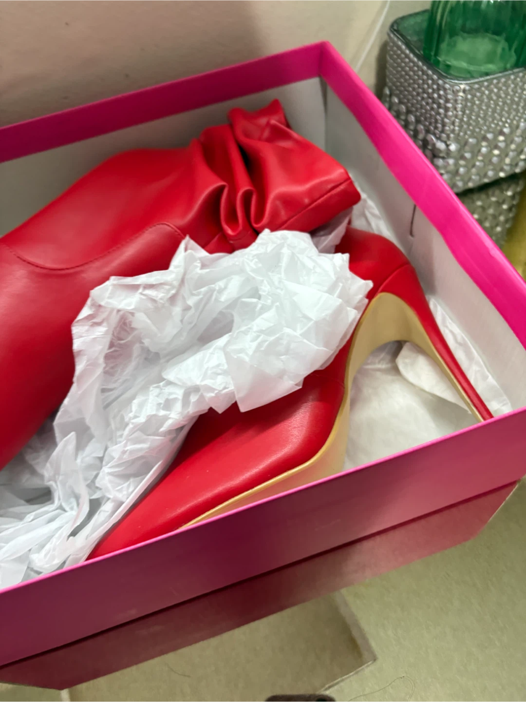 JustFab Zelda Red Stiletto Ankle Boots