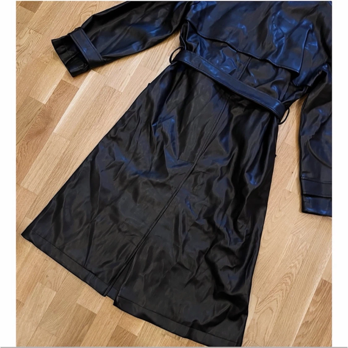 ANINE BING 2020 FINLEY FAUX LEATHER TRENCH COAT IN BLACK SZ SM - photo 5