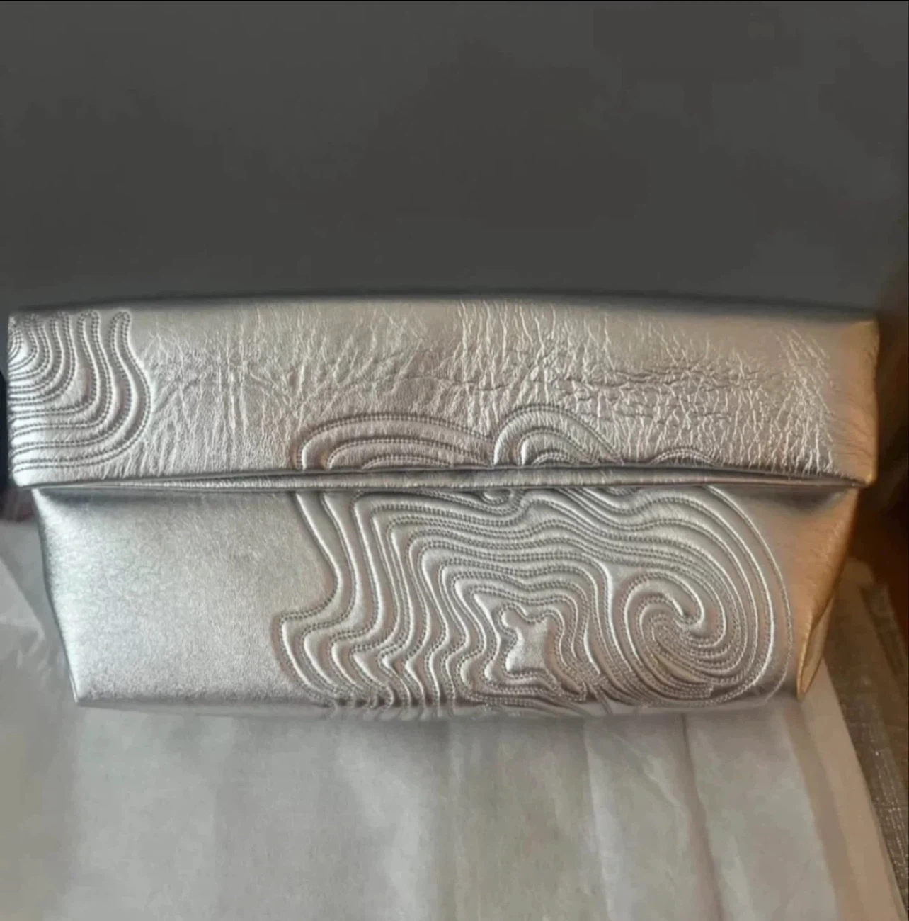 Silver Quilted Clutch Bag - photo 2