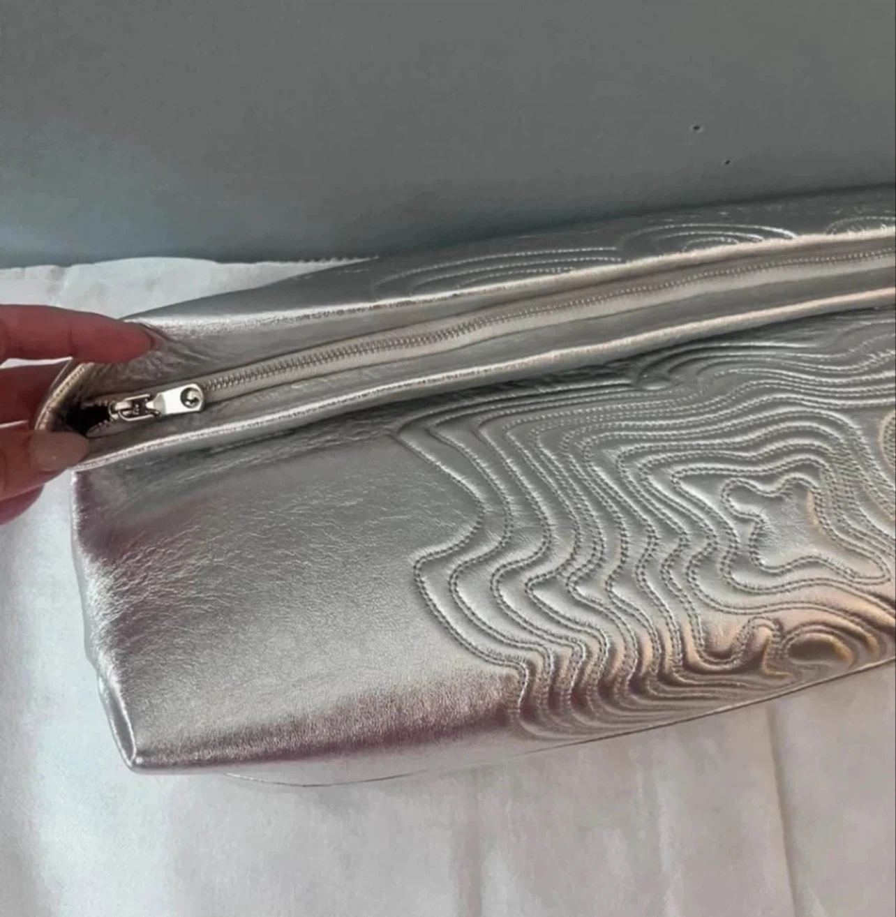 Silver Quilted Clutch Bag - photo 5