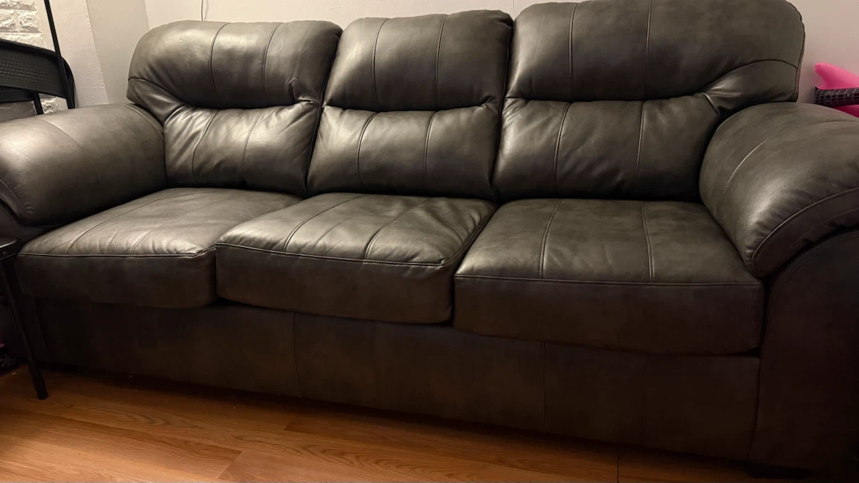 New Gray Faux Leather 3-Seater Sofa - photo 2