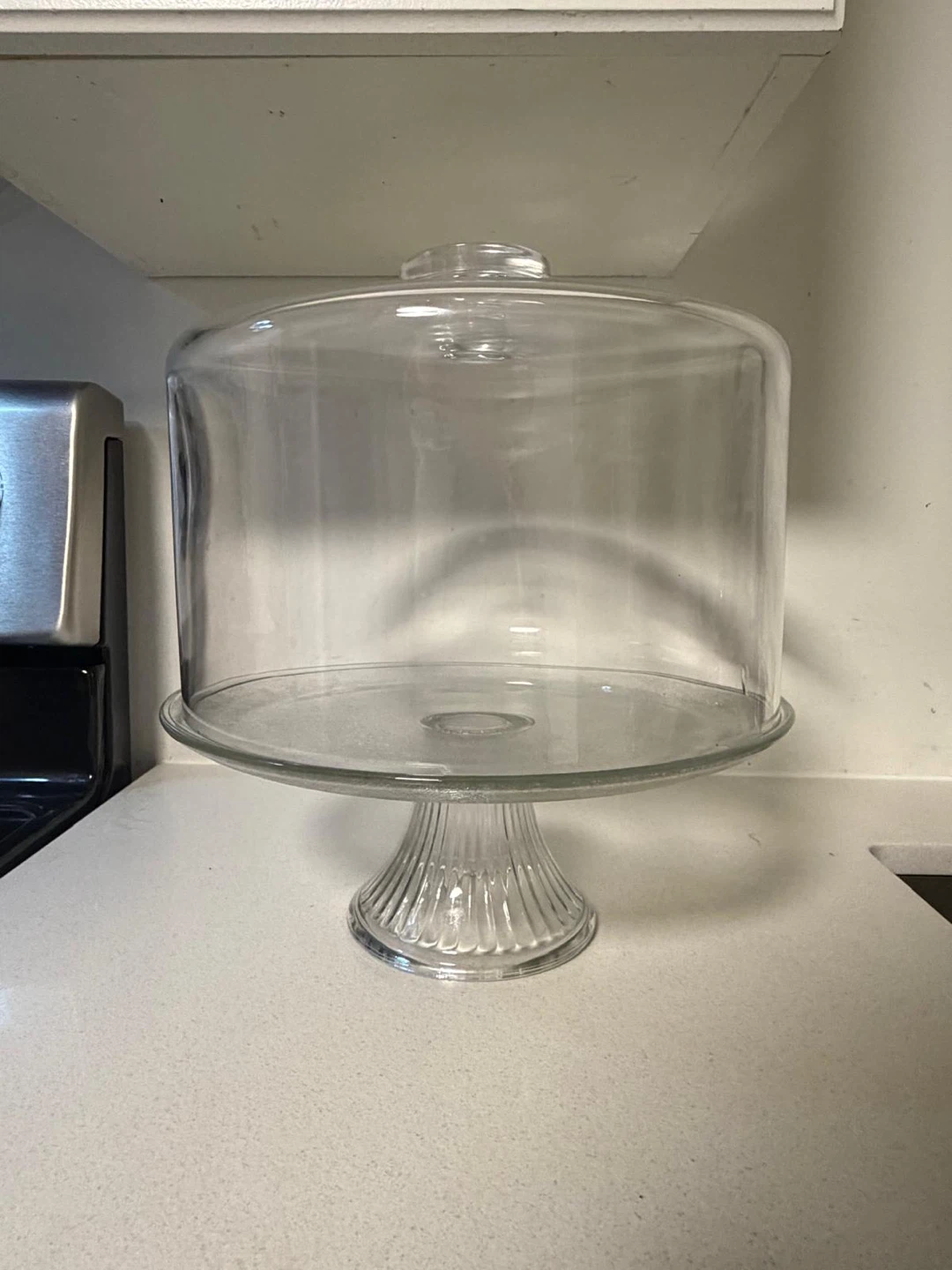 Elegant Glass Cake Stand with Large Glass Dome Cover
