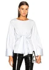 3.1 Philip Lim Light blue front-tie long sleeve blouse