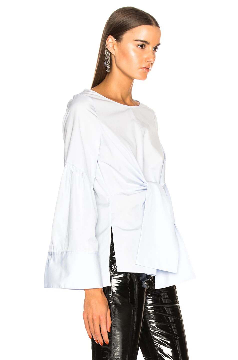 3.1 Philip Lim Light blue front-tie long sleeve blouse - photo 2